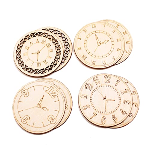 KALLORY 8 Stück DIY Wood Chip Clock Familie Dekorationen Stichworte rustikal Party Holzscheiben Holzuhrschmuck Holzschmuck Bambus von KALLORY