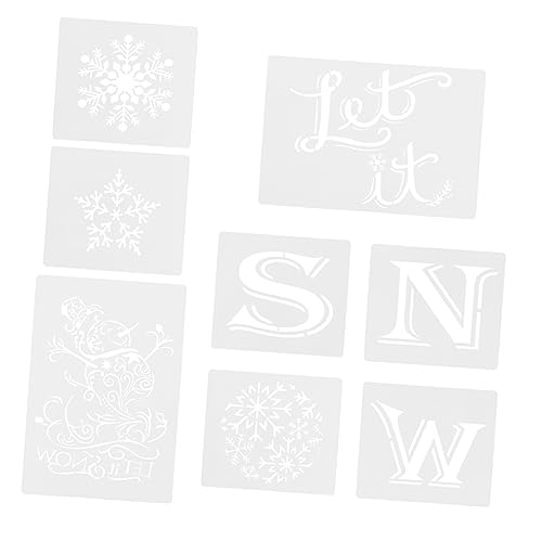 KALLORY 8 Stück Weihnachts-Malvorlage Weihnachts-DIY-Vorlage Jumbo Malschablonen Weihnachtshandwerksvorräte Weihnachten Weihnachtsschablone Weihnachts-DIY-Tool Schneeflocke-Vorlage Plastik von KALLORY