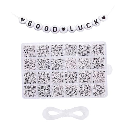 KALLORY Acryl Buchstabenperlen Set für DIY Armbänder Runde Perlen mit Faden für Schmuck Bastelprojekte für Anfänger und Profis Fördert Kreativität und Hand Augen Koordination KALLORY Acryl Buchstabenperlen Set für DIY Armbänder Runde Perlen mit Faden für Schmuck Bastelprojekte für Anfänger und Profis Fördert Kreativität und Hand Augen Koordination von KALLORY