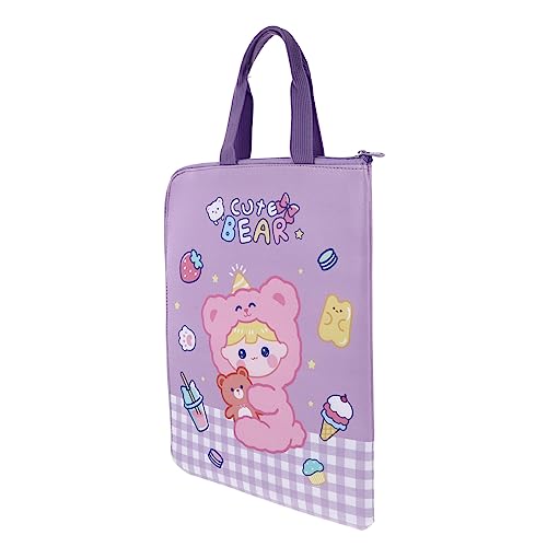 KALLORY Aktenhalter aufbewahrungssack storage pockets aktenmappe bürogadges reißverschluß waterproof Dokumententasche mit Reißverschluss Aktenumschlag Dokumentordner Aktentasche Pu Violett von KALLORY