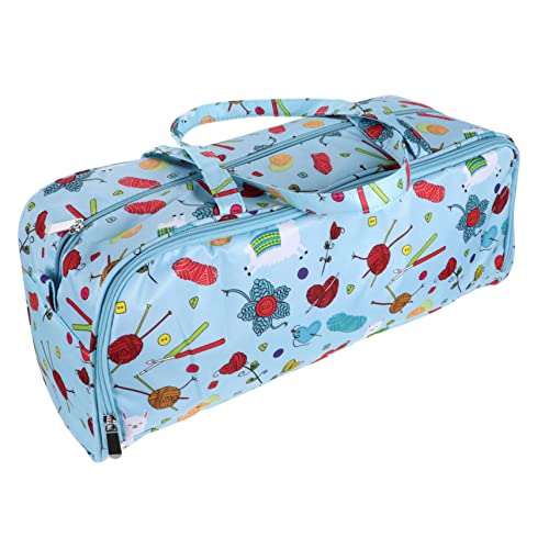 KALLORY Aufbewahrungstasche aus Wolle Wollgarn Garn-Tasche klobiges Garn Nadeln Stricktasche groß Schulterbeutel Tragetasche Outdoor-Tasche Handtasche für die Schulter Oxford-Stoff Blau von KALLORY