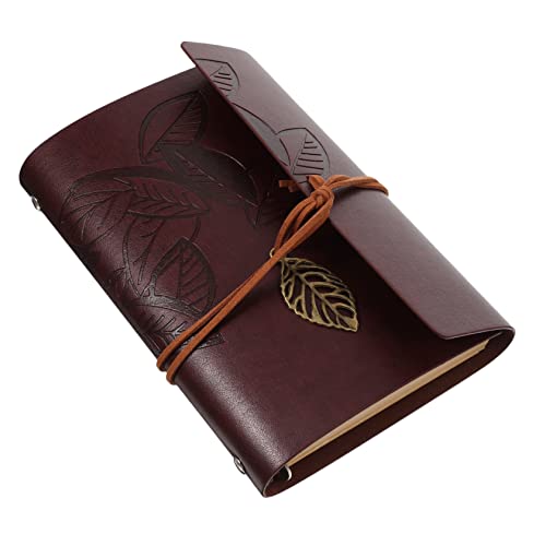 KALLORY Leder Lose Leaf Book Notizbilder Tägliches Planungsbuch Vintage Reisetagebücher tragbar Tägliches Planbuch Agenda-Journal-Notizbuch Notizbuch für Taschenreisende Pu Kaffee von KALLORY