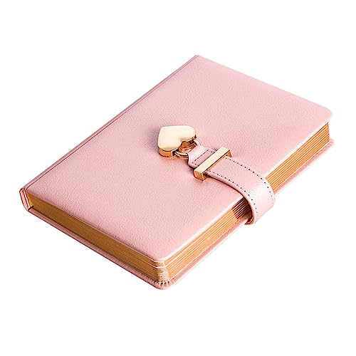 KALLORY Paar Notizbuch Mit Schloss Notizblock Aufnehmen Beachten Sie Pads Tagebuch Notizbuch-hardcover Schüler Notizblöcke Reiseschreibheft Notizbücher Schreiben Schulnotiz Kunstleder Rosa von KALLORY