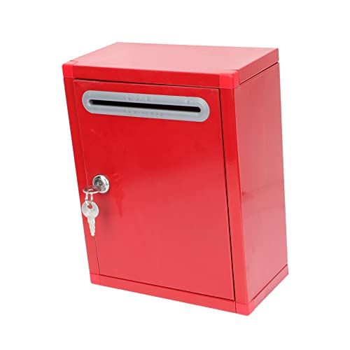 KALLORY Spendenbox Edelstahl Glänzend Hochzeit modern Anregung an der Wand montiert Tipp Schlüssel Spendenboxen für Fundraising Vorschlagsboxen Vorschlagspostfach Rostfreier Stahl rot von KALLORY