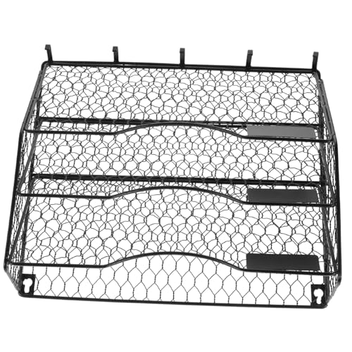 KALLORY Wandorganizer mit Haken faltbarer Zeitschriftenständer Aktenhalter zur Wandmontage Anzeige Inhaber Aufbewahrung von Wandkörben Aktenhalter für die Wandtasche Eisen Schwarz von KALLORY
