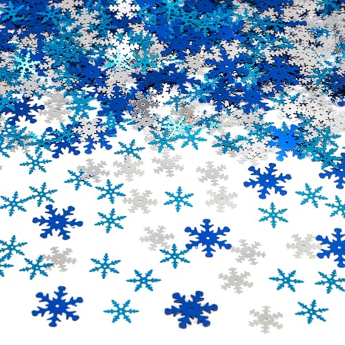 1000 Stück Blau und Silber Schneeflocken Konfetti Winter Hochzeit Weihnachten Tisch Konfetti Glitzer für Winter Weihnachten Party Supplies von KALOR