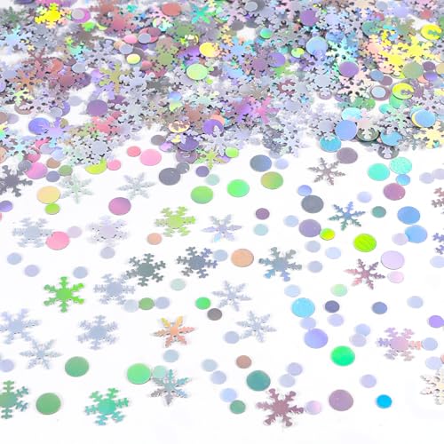 1000 Stück Schillernde Schneeflocken Konfetti Winter Hochzeit Weihnachten Tisch Konfetti Glitzer für Winter Weihnachten Party Supplies von KALOR