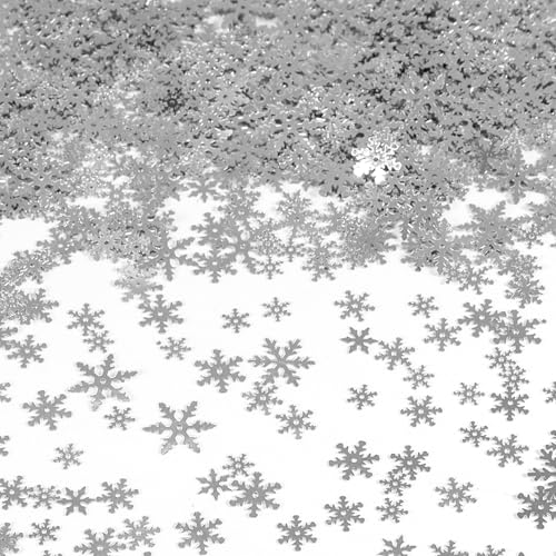 2000 Stück Silber Schneeflocken Konfetti Winter Hochzeit Weihnachten Tisch Konfetti Glitzer für Winter Weihnachten Party Supplies von KALOR