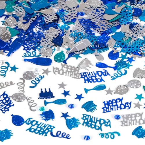 Blaues und silbernes Happy Birthday-Konfetti, 3000 Stück, Geburtstagskuchen, Tischdekoration, Metallfolie, Party-Tischdekoration für Party, Babyparty, DIY Kunst und Handwerk Blaues und silbernes Happy Birthday-Konfetti, 3000 Stück, Geburtstagskuchen, Tischdekoration, Metallfolie, Party-Tischdekoration für Party, Babyparty, DIY Kunst und Handwerk von KALOR