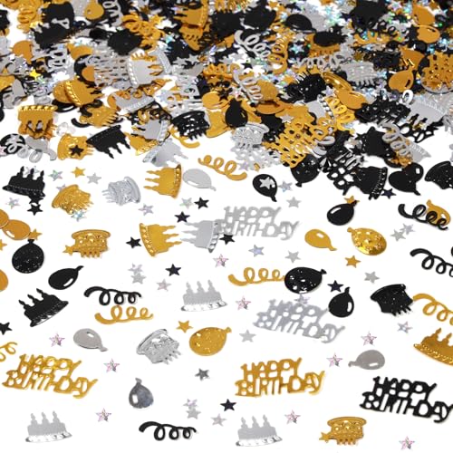 Gold und Schwarz Happy Birthday Konfetti 3000 Stück Geburtstag Kuchen Tisch Metallic Folie Konfetti Party Tischdekoration für Party, Babyparty, DIY Kunst und Handwerk Gold und Schwarz Happy Birthday Konfetti 3000 Stück Geburtstag Kuchen Tisch Metallic Folie Konfetti Party Tischdekoration für Party, Babyparty, DIY Kunst und Handwerk von KALOR