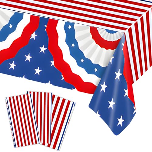 KALOR Einweg-Tischdecke für den 4. Juli, Sterne und Streifen, Kunststoff, Einweg-Tischdecke für den vierten Juli, Gedenktag, patriotischen Tag, Unabhängigkeit, Veteranentag, Partyzubehör (274,3 x KALOR Einweg-Tischdecke für den 4. Juli, Sterne und Streifen, Kunststoff, Einweg-Tischdecke für den vierten Juli, Gedenktag, patriotischen Tag, Unabhängigkeit, Veteranentag, Partyzubehör (274,3 x von KALOR