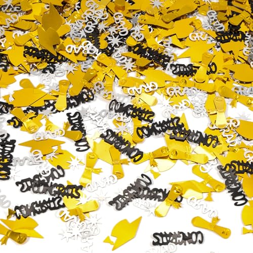 Konfetti zum Schulabschluss, Goldfarben, Silber und Schwarz, 1000 Stück, Klasse 2025, Tischdekoration für Abschlussfeier 2025, Dekoration von KALOR