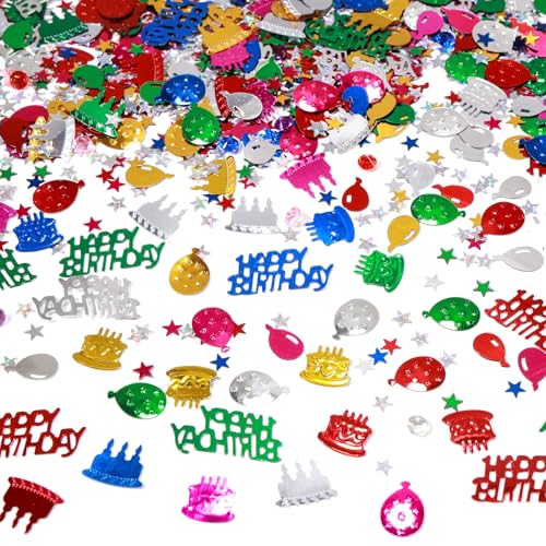 Mehrfarbiges "Happy Birthday"-Konfetti, 3000 Stück, Geburtstagskuchen, Tischdekoration, Metallfolie, Party-Tischdekoration für Party, Babyparty, Bastelarbeit und Basteln Mehrfarbiges "Happy Birthday"-Konfetti, 3000 Stück, Geburtstagskuchen, Tischdekoration, Metallfolie, Party-Tischdekoration für Party, Babyparty, Bastelarbeit und Basteln von KALOR