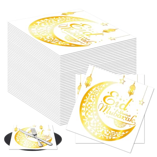 Exklusive Ramadan Tischdeko - 80 Stück Eid Mubarak Servietten, Hajj Mubarak Deko, Ramadan Servietten - Perfekt für Ramadan Dekoration und Eid Mubarak Dekoration von KALUROIL