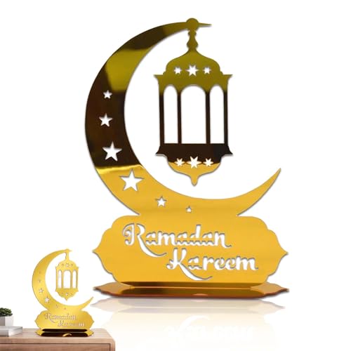 KALUROIL Goldene Ramadan Deko - Klassisches Ramadan Kareem Akryl Tischdeko im Mondsichelform für Perfekte Festliche Atmosphäre KALUROIL Goldene Ramadan Deko - Klassisches Ramadan Kareem Akryl Tischdeko im Mondsichelform für Perfekte Festliche Atmosphäre von KALUROIL