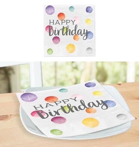 KAMACA Servietten Papierservietten 33x33 cm 3-lagig Motivservietten mit Spruch stilvolle Tischdekoration Feier Fest Party Geburtstag Partyzubehör (40 Servietten Happy Birthday) von KAMACA