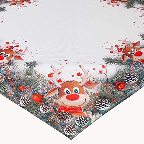 KAMACA Tischdecke Mitteldecke 110x110 cm mit hochwertigem Druck-Motiv für Herbst Winter Weihnachten (Elch mit roter Nase 110 x 110) von KAMACA