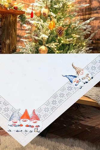 KAMACA Tischdecke Mitteldecke 85x85 cm rechteckig mit hochwertigem Druck-Motiv Küche Esstisch Eyecatcher Herbst Winter Weihnachten (Lustige Wichtel) von KAMACA