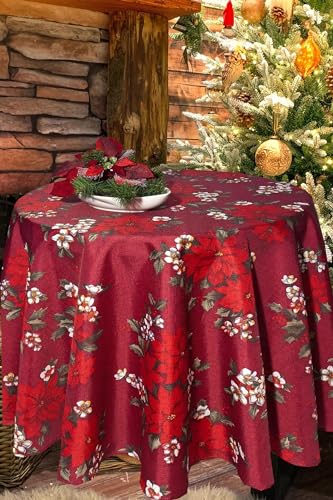 KAMACA Tischdecke mit hochwertigem Druck-Motiv Küche Esstisch Tisch Dekoration Eyecatcher in Herbst Winter Weihnachten (X-Mas Time 160 rund) von KAMACA