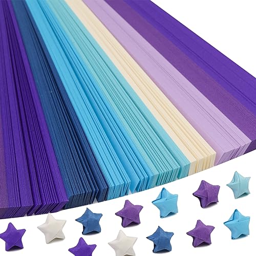 KAMAIKA 1080 Stück Origami Sterne Papier, Stern-Origami-Blätter, Violette Sternenpapierstreifen Mit Farbverlauf, Doppelseitige Origami-Glückssterne, Für Muttertagsgeschenk, Dekoration(Lila) von KAMAIKA