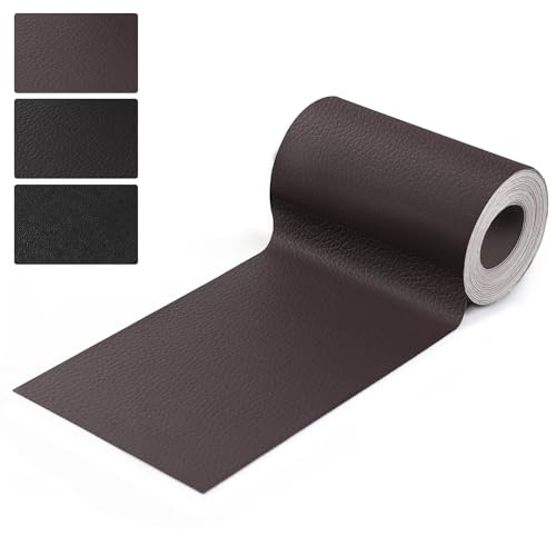 KAMAIKA Kunstleder Selbstklebend, 160 x 10.1 cm Leder Patch Selbstklebend, Leder Reparatur Set für Möbel, Sofas, Taschen, Autoinnenraum, Autositze, Couch, Büro (Dunkelbraun) von KAMAIKA