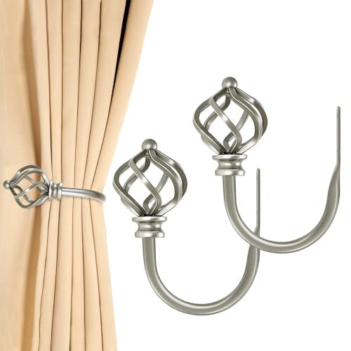 KAMANINA Raffhalter für Vorhänge, Vorhang Raffhalter Antik Silber Raffhalter für Gardinen, U-Form Raffbügel Wandbefestigung, 2 Stück Curtain Hook von KAMANINA