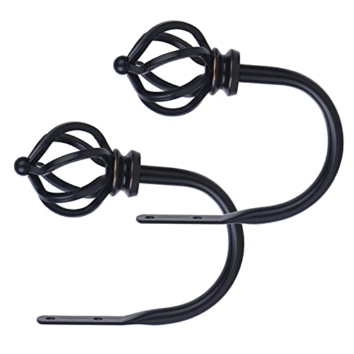KAMANINA 2 Stück Raffhalter für Vorhang Schwarz, Dekorative Wandmontage Raffhaken, Raffhalter für Gardinen mit Twisted Cage Endstücke für Wohnzimmer Schlafzimmer Büros KAMANINA 2 Stück Raffhalter für Vorhang Schwarz, Dekorative Wandmontage Raffhaken, Raffhalter für Gardinen mit Twisted Cage Endstücke für Wohnzimmer Schlafzimmer Büros von KAMANINA