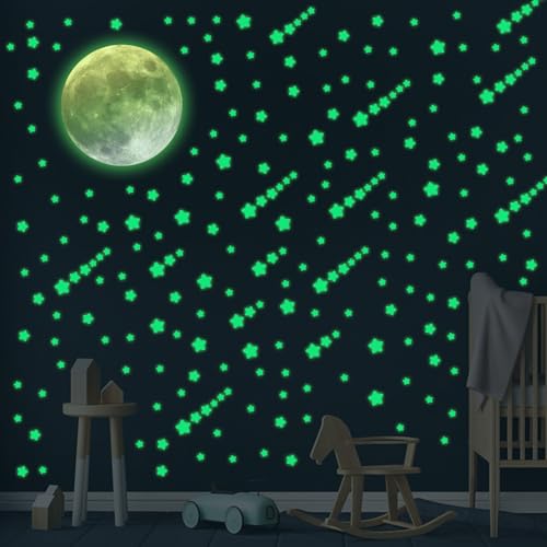 KAMEUN 334 Stück Leuchtsterne Selbstklebend Wandsticker, 334er Leuchtsticker Sterne und 1er Mond Sternenhimmel Aufkleber, Leuchtaufkleber für Kinderzimmer Schlafzimmer KAMEUN 334 Stück Leuchtsterne Selbstklebend Wandsticker, 334er Leuchtsticker Sterne und 1er Mond Sternenhimmel Aufkleber, Leuchtaufkleber für Kinderzimmer Schlafzimmer von KAMEUN