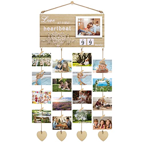 KAMEUN Bilderrahmen mit Klammern und Leine, Bilderrahmen Collage Holz, Fotocollage Bilderrahmen mit 24 Mini Wäscheklammern KAMEUN Bilderrahmen mit Klammern und Leine, Bilderrahmen Collage Holz, Fotocollage Bilderrahmen mit 24 Mini Wäscheklammern von KAMEUN