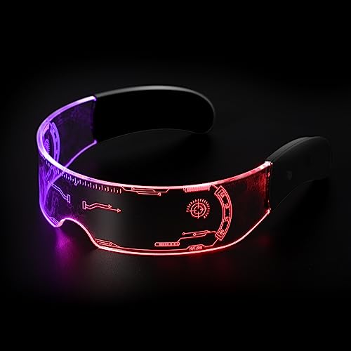 KAMEUN LED Brille für Party, Leuchtbrille Leuchtende Visor Glasses, Cyberpunk Rave Brille, Mit Licht, Party Accessoires von KAMEUN