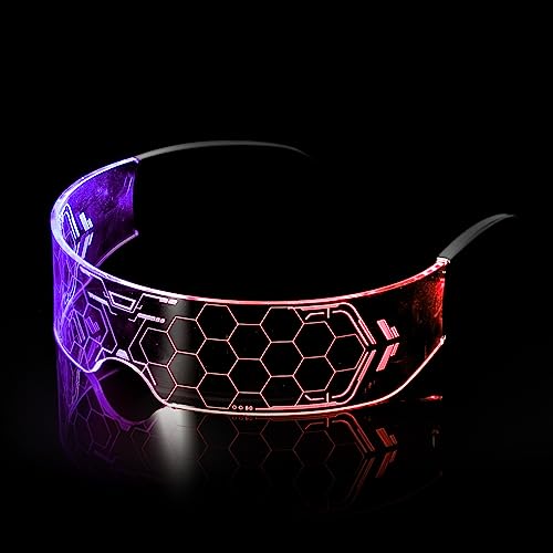 KAMEUN LED Brille für Party, Leuchtbrille Leuchtende Visor Glasses, Cyberpunk LED Brille für Rave Brille, Party Brille mit Licht, Party Accessoires KAMEUN LED Brille für Party, Leuchtbrille Leuchtende Visor Glasses, Cyberpunk LED Brille für Rave Brille, Party Brille mit Licht, Party Accessoires von KAMEUN