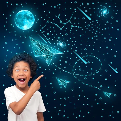 KAMEUN Weltraumthema Leuchtsterne Kinderzimmer, Leuchtsterne Selbstklebend, Sternenhimmel Aufkleber Kinderzimmer Wandsticker, Leuchtaufkleber Babyzimmer Deko Wanddeko Aufkleber (B) KAMEUN Weltraumthema Leuchtsterne Kinderzimmer, Leuchtsterne Selbstklebend, Sternenhimmel Aufkleber Kinderzimmer Wandsticker, Leuchtaufkleber Babyzimmer Deko Wanddeko Aufkleber (B) von KAMEUN