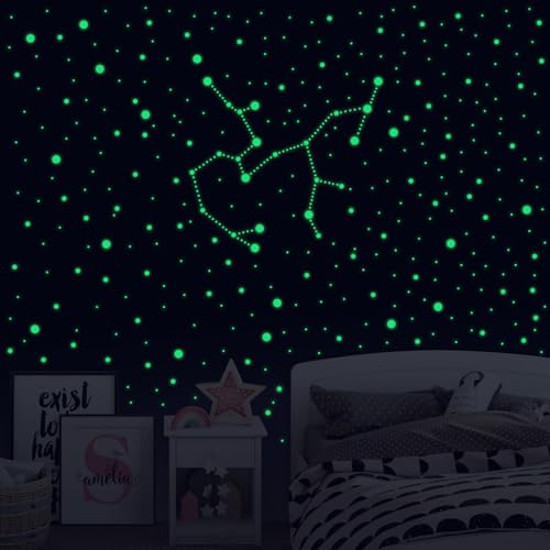 KAMEUN Leuchtsterne Selbstklebend Wandsticker, 272 Stück Sterne Sternenhimmel Aufkleber Wanddeko, Leuchtsticker Wandtattoo für Kinderzimmer Schlafzimmer von KAMEUN