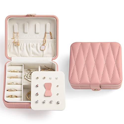 KAMIER Kleine Schmuckkästchen, Reise Schmuckschatulle für Damen, Reiseschmuckaufbewahrung, PU-Leder mit Spiegel Schmuckbox, Schmuck Organizer Aufbewahrung für Halskette, Ohrringe, Armbänder,Rosa KAMIER Kleine Schmuckkästchen, Reise Schmuckschatulle für Damen, Reiseschmuckaufbewahrung, PU-Leder mit Spiegel Schmuckbox, Schmuck Organizer Aufbewahrung für Halskette, Ohrringe, Armbänder,Rosa von KAMIER