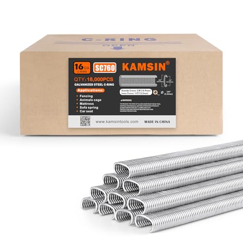 Kamsin Schweineklammern Typ C aus verzinktem Stahl, 18.000 Stück, 12,5 mm Innenkrone, Außenkrone 5/8 Zoll (16,9 mm) für pneumatische Schweinerring-Pistole von KAMSIN