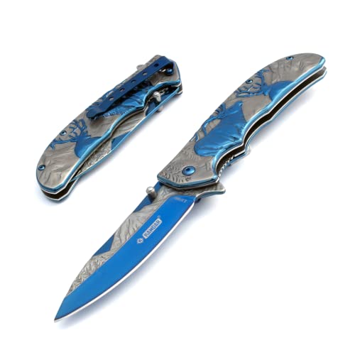 KANDAR N.435 Klappmesser • Taschenmesser Outdoormesser Scharfes Outdoor Messer für Camping, Wandern und Überleben Klappmesser mit Metall griff von KANDAR