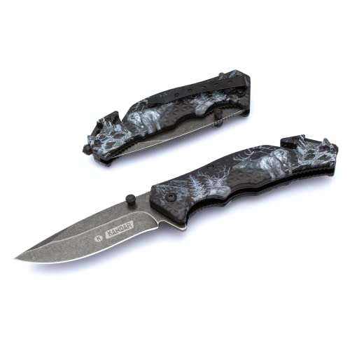 KANDAR N.456 Klappmesser • Einhandmesser Outdoormesser Scharfes Outdoor Messer für Camping, Wandern und Überleben Klappmesser mit Kunststoff griff von KANDAR