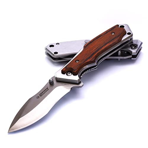 KANDAR N.521 Klappmesser • Taschenmesser Outdoormesser Scharfes Outdoor Messer für Camping, Wandern und Überleben Klappmesser mit Holz/metall griff von KANDAR