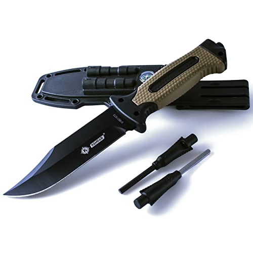 KANDAR N.541 Feststehende Messer Jagdmesser mit Scheide Outdoor-Messer Multifunktionsmesser Campingmesser Touristenmesser mit feststehender Klinge von KANDAR