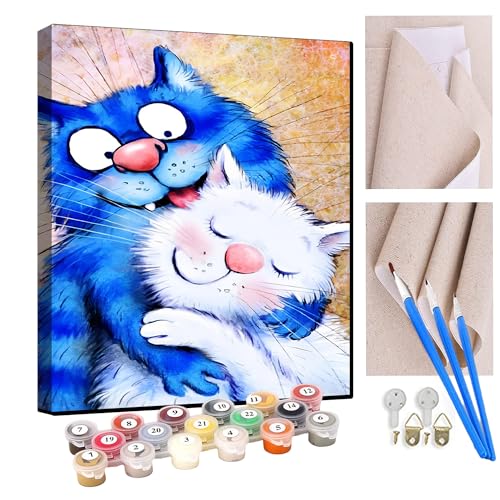 KANGBAWA Malen Nach Zahlen Erwachsene Blaue Katze und weiße Katze - Bastelset Erwachsene Gemälde Leinwand 40x50 cm Mit Farbe und Pinsel - Geschenke und Maldekorationen KANGBAWA Malen Nach Zahlen Erwachsene Blaue Katze und weiße Katze - Bastelset Erwachsene Gemälde Leinwand 40x50 cm Mit Farbe und Pinsel - Geschenke und Maldekorationen von KANGBAWA