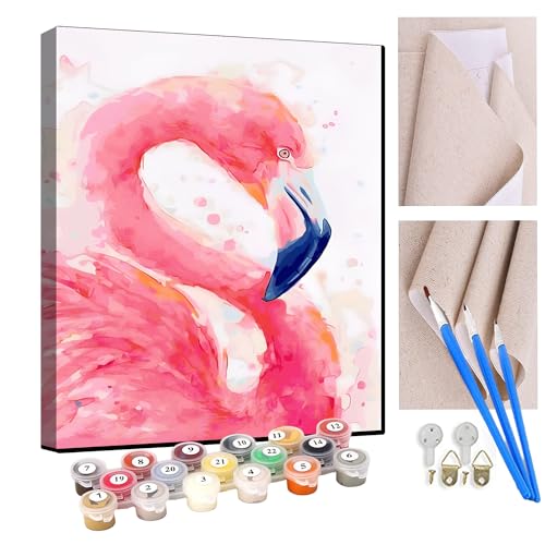 KANGBAWA Malen Nach Zahlen Erwachsene Einsamer Flamingo - Bastelset Erwachsene Gemälde Leinwand 40x50 cm Mit Farbe und Pinsel - Geschenke und Maldekorationen von KANGBAWA