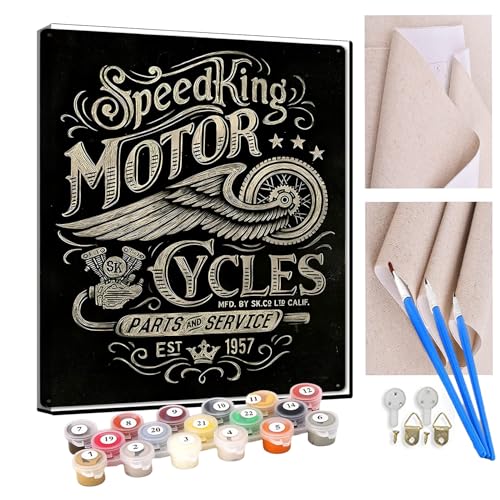KANGBAWA Malen Nach Zahlen Erwachsene Klassischer Motorrad-Kunst-Slogan DIY Handgemalt Ölgemälde Kit für Anfänger und Erwachsene Mit 3-Pinseln und Acrylfarbe, Ohne Rahmen 40X50CM KANGBAWA Malen Nach Zahlen Erwachsene Klassischer Motorrad-Kunst-Slogan DIY Handgemalt Ölgemälde Kit für Anfänger und Erwachsene Mit 3-Pinseln und Acrylfarbe, Ohne Rahmen 40X50CM von KANGBAWA