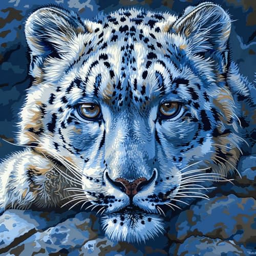 KANGBAWA Malen Nach Zahlen Erwachsene Süße Tiere Wilde Tiere Schneeleopard (6) AnfäNger Knitterfreie Leinwand Pinsels Und Acrylfarbe - Diy Handgemalt öLgemäLde Kit Als Geschenk 40 X 50cm von KANGBAWA