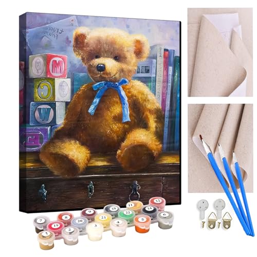 KANGBAWA Malen Nach Zahlen Erwachsene Teddybär - Bastelset Erwachsene Gemälde Leinwand 40x50 cm Mit Farbe und Pinsel - Geschenke und Maldekorationen KANGBAWA Malen Nach Zahlen Erwachsene Teddybär - Bastelset Erwachsene Gemälde Leinwand 40x50 cm Mit Farbe und Pinsel - Geschenke und Maldekorationen von KANGBAWA