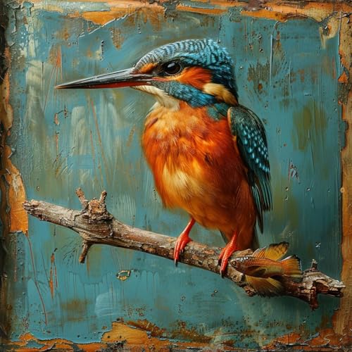 KANGBAWA Malen nach Zahlen Erwachsene Eisvogel Farbiger Vogel(17) DIY Malen nach Zahlen Kits auf Leinwand Acrylmalerei mit Pinseln Leinwand Geschenke Kunsthandwerk 40 x 50 cm(rahmenlos) von KANGBAWA