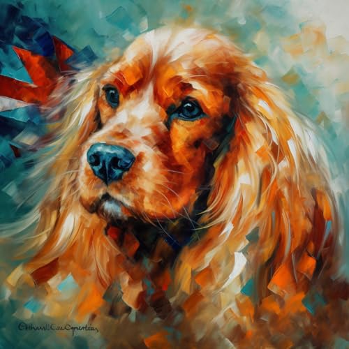 KANGBAWA Malen nach Zahlen für Erwachsene Cocker Spaniel (2) DIY digitales Ölgemälde-Set auf Leinwand mit Pinseln und Acrylpigment Artwork für Heimdekoration 40 x 50 cm von KANGBAWA
