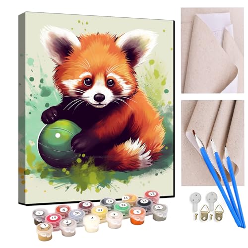Malen Nach Zahlen Erwachsene Tiere Süßer Roter Panda Schmetterling (48) DIY Handgemalt Ölgemälde Leinwand Kits Mit Pinsels und Acrylfarbe Als Geschenke und Heimdekoration Ohne Rahmen 40 x 50 cm von KANGBAWA