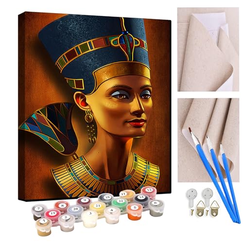 Malen nach Zahlen Erwachsene Ägyptische indische Königin Kleopatra Mädchen DIY Malen nach Zahlen Kits auf Leinwand Acrylmalerei mit Pinseln Leinwand Geschenke Kunsthandwerk 40 x 50 cm(rahmenlos) von KANGBAWA