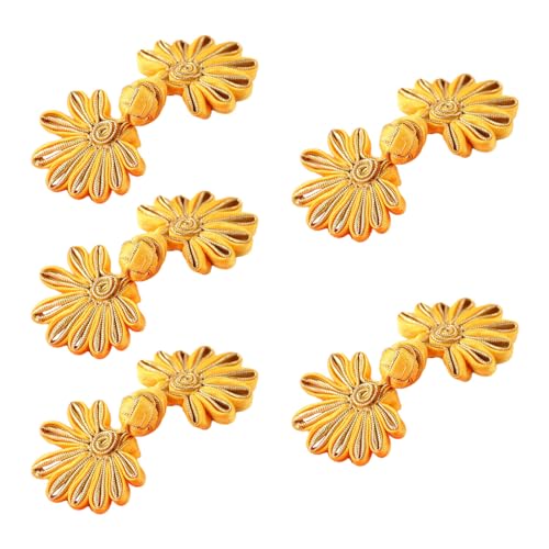 KANGQL Cheongsam Knöpfe, 5 Paar Chinesische Knoten Froschknöpfe Cheongsam Knöpfe Chinesische Verschlussknöpfe Chinesische Verschluss Nähen Knöpfe Verschlüsse, Gold Gold von KANGQL