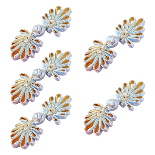 KANGQL Cheongsam Knöpfe, 5 Paar Chinesische Knoten Froschknöpfe Cheongsam Knöpfe Chinesische Verschlussknöpfe Chinesische Verschluss Nähen Knöpfe Verschlüsse, Hellblau Gold KANGQL Cheongsam Knöpfe, 5 Paar Chinesische Knoten Froschknöpfe Cheongsam Knöpfe Chinesische Verschlussknöpfe Chinesische Verschluss Nähen Knöpfe Verschlüsse, Hellblau Gold von KANGQL
